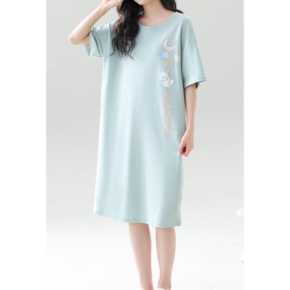 Cotton Pajamas Nightgown Sleepwear SleepShirt Sleep Dress Night Dress Nightshirt - Picture 5 of 9